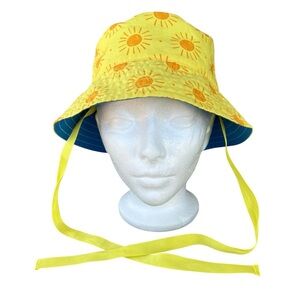 Hanna Andersson Yellow Sun Bucket Hat Ribbon Ties Youth Medium GUC